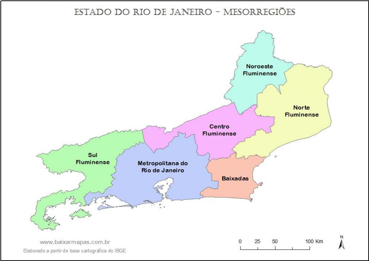 Karta mesoregions Rio de Janeiru