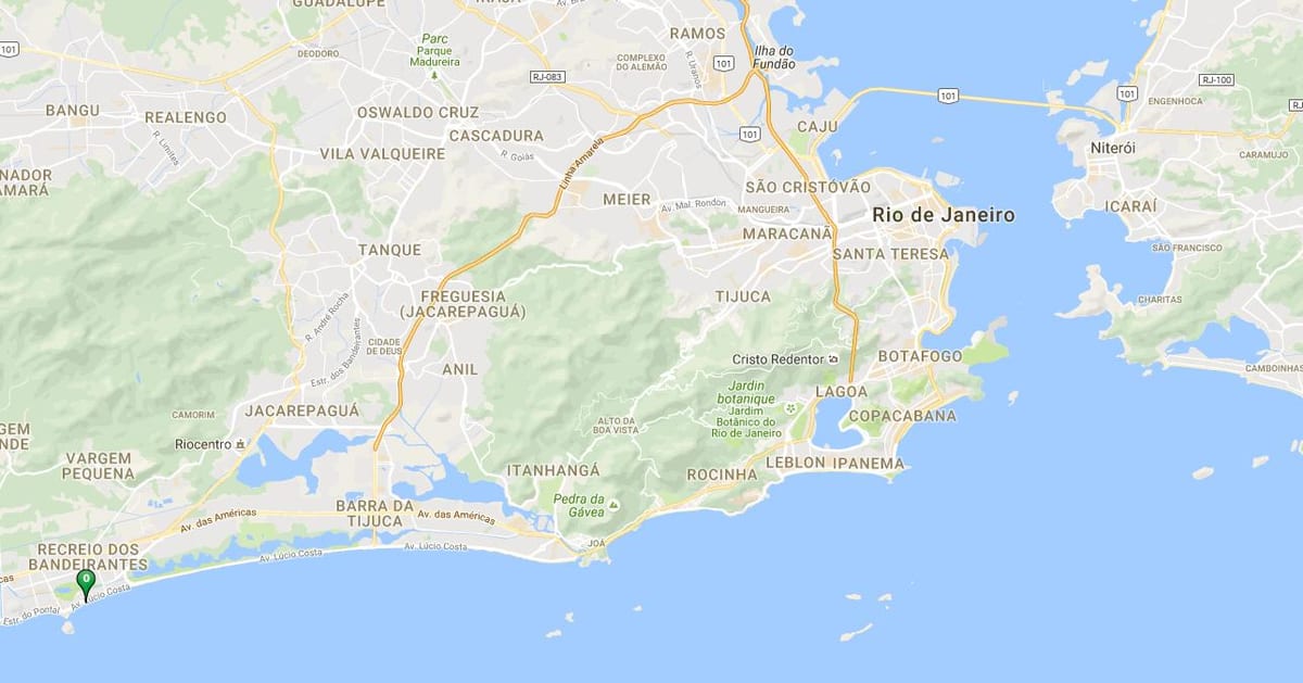 Karta plaže recreio dos-Бандейрантисе